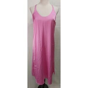 Women's Auden Small Pink Satin Sleeveless Nightgown W/Side Slits #G32